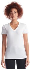 Am image of a Custom Jerico Ladies Bamboo Foundation V Neck in White!