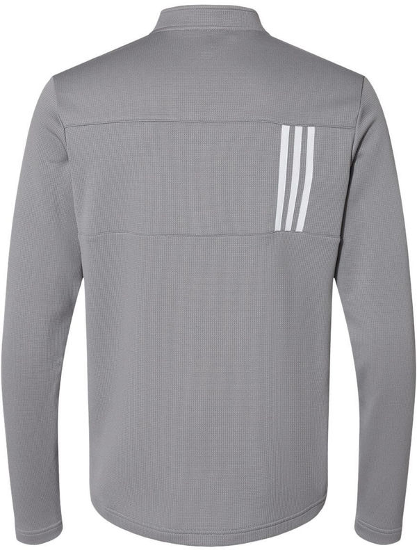 Am image of a Custom Adidas 3 Stripes Double Knit Quarter Zip Pullover in Grey Three/White!