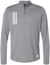 Am image of a Custom Adidas 3 Stripes Double Knit Quarter Zip Pullover in Grey Three/White!