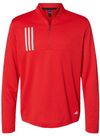 Am image of a Custom Adidas 3 Stripes Double Knit Quarter Zip Pullover in Team Collegiate Red!