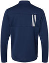 Am image of a Custom Adidas 3 Stripes Double Knit Quarter Zip Pullover in Team Navy Blue/Grey Two!