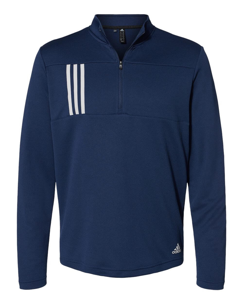 Adidas 3 Stripes Double Knit Quarter Zip Pullover in Team Navy Blue/Grey Two