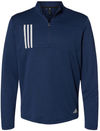 Am image of a Custom Adidas 3 Stripes Double Knit Quarter Zip Pullover in Team Navy Blue/Grey Two!