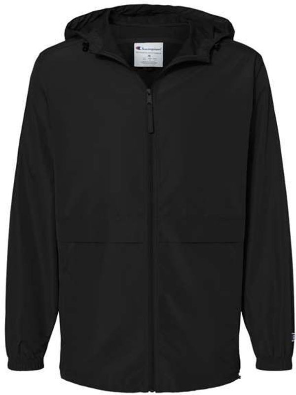 Am image of a Custom Champion Full Zip Anorak Jacket in Black!