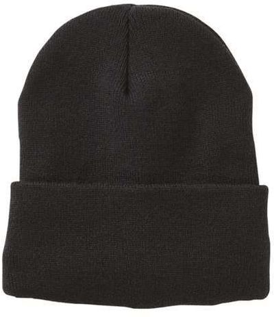 Am image of a Custom Sportsman Fleece Lined 12in Cuffed Beanie in Black!