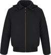 Am image of a Custom CX2 Big Red Mens Cotton Canvas Bomber Jacket with Sherpa Lining in Black!