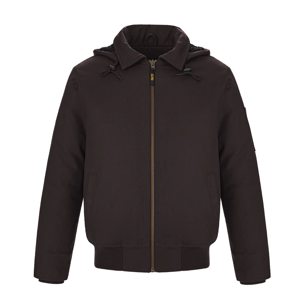 CX2 Big Red Mens Cotton Canvas Bomber Jacket with Sherpa Lining in Brown