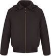Am image of a Custom CX2 Big Red Mens Cotton Canvas Bomber Jacket with Sherpa Lining in Brown!