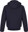 Am image of a Custom CX2 Big Red Mens Cotton Canvas Bomber Jacket with Sherpa Lining in Navy!