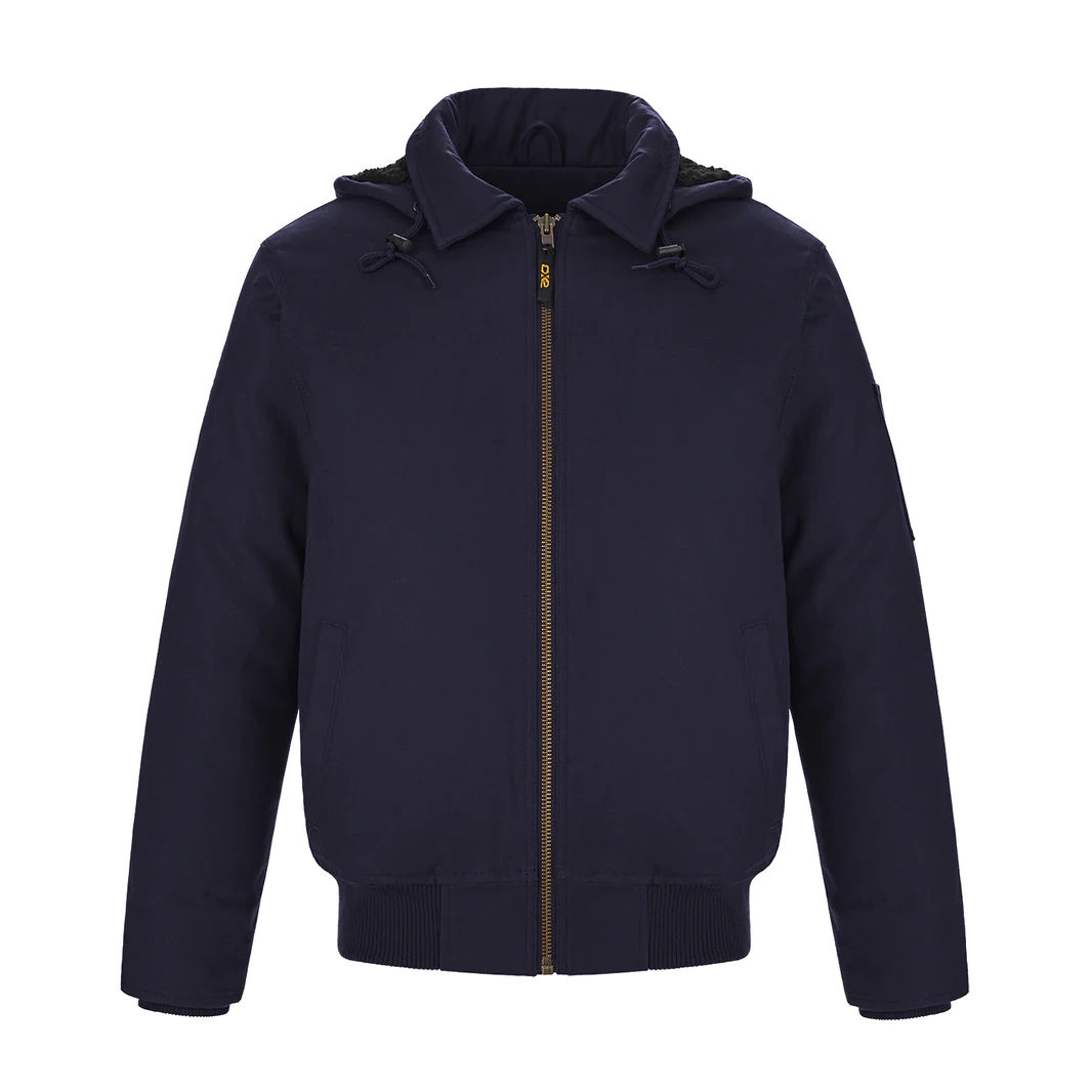 CX2 Big Red Mens Cotton Canvas Bomber Jacket with Sherpa Lining in Navy