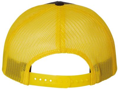 Am image of a Custom Richardson Snapback Trucker Cap in Black/Yellow!