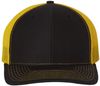 Am image of a Custom Richardson Snapback Trucker Cap in Black/Yellow!