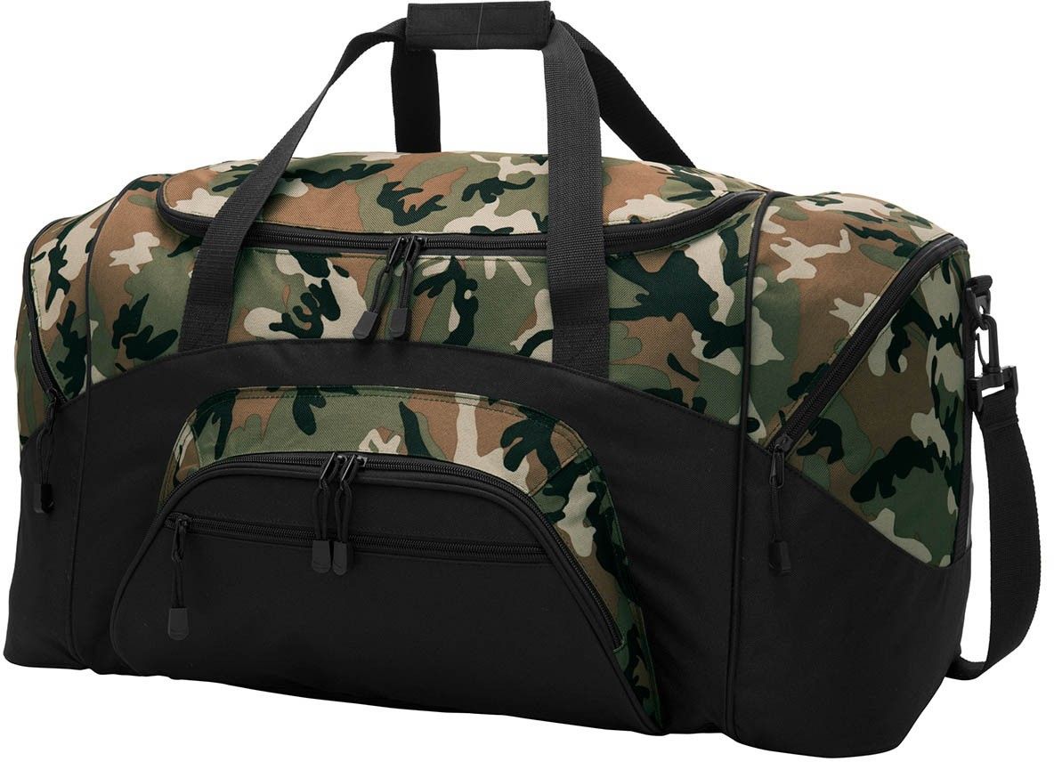 Port Authority Standard Colorblock Sport Duffel Bag in Military Camo/Black