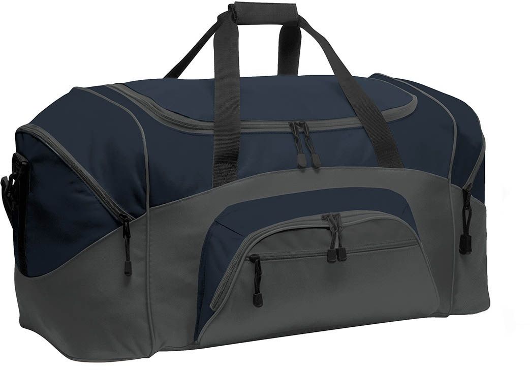 Port Authority Standard Colorblock Sport Duffel Bag in Navy/Dark Charcoal