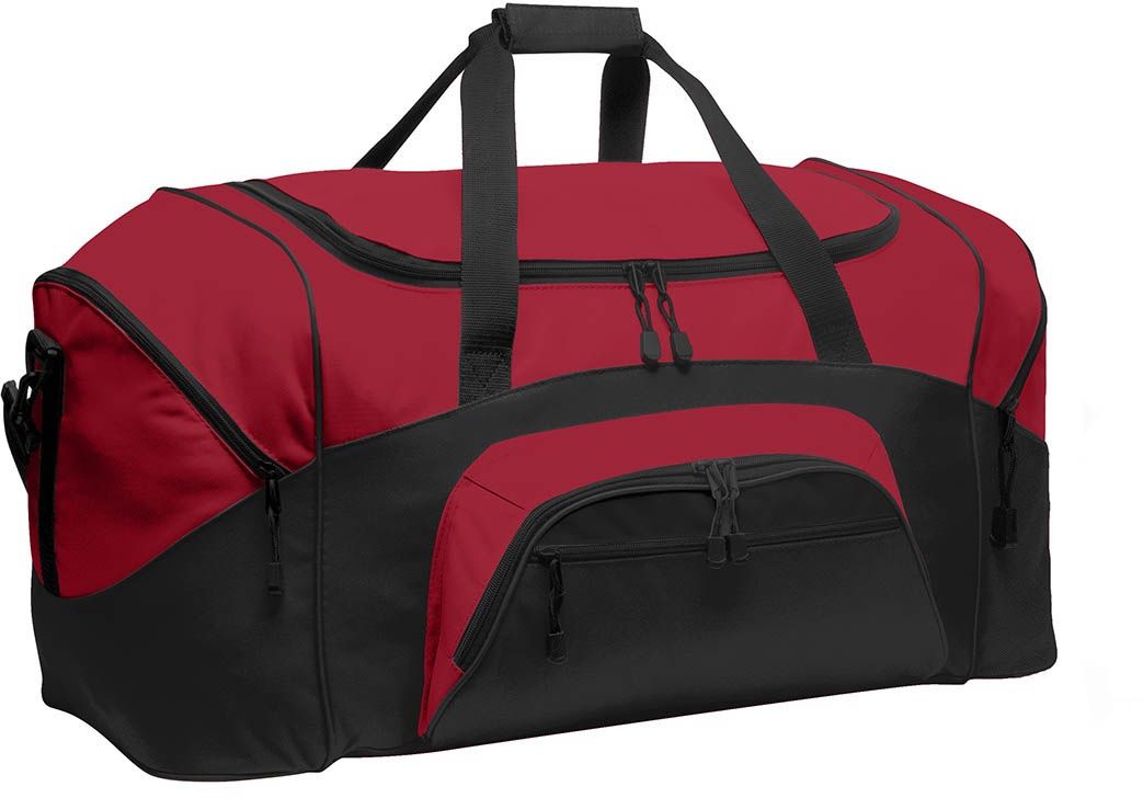 Port Authority Standard Colorblock Sport Duffel Bag in True Red/Black