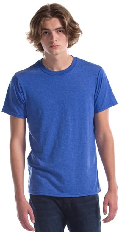 Am image of a Custom Jerico Unisex Bamboo Tri Blend Crewneck T in Heather Royal!