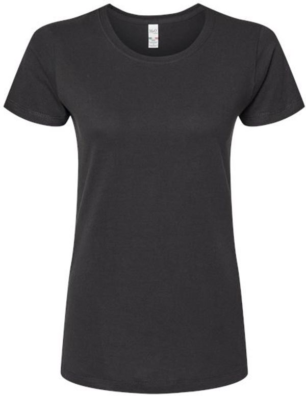 Am image of a Custom M and O Womens Gold Soft Touch TShirt in Black!