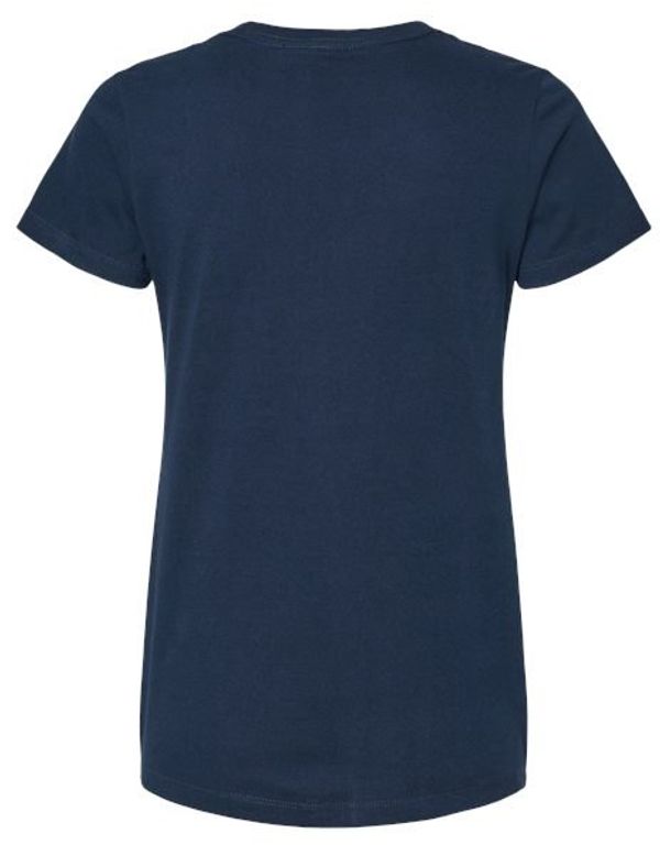 An image of a Custom M and O Womens Gold Soft Touch TShirt in Deep Navy!