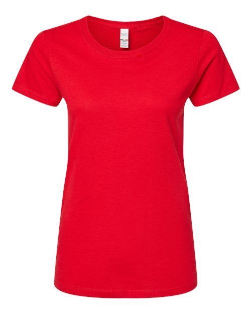 M and O Womens Gold Soft Touch TShirt in Deep Red