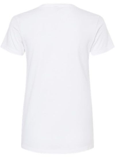 Am image of a Custom M and O Womens Gold Soft Touch TShirt in White!