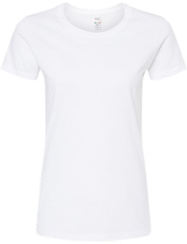 Am image of a Custom M and O Womens Gold Soft Touch TShirt in White!