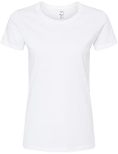 Am image of a Custom M and O Womens Gold Soft Touch TShirt in White!