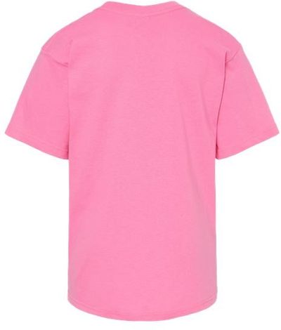 Am image of a Custom M and O Youth Gold Soft Touch TShirt in Azalea!