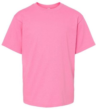 Am image of a Custom M and O Youth Gold Soft Touch TShirt in Azalea!