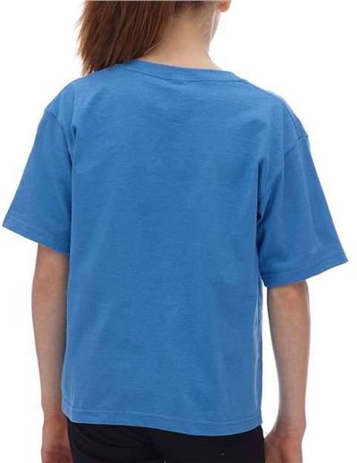 Am image of a Custom M and O Youth Gold Soft Touch TShirt in Azure!