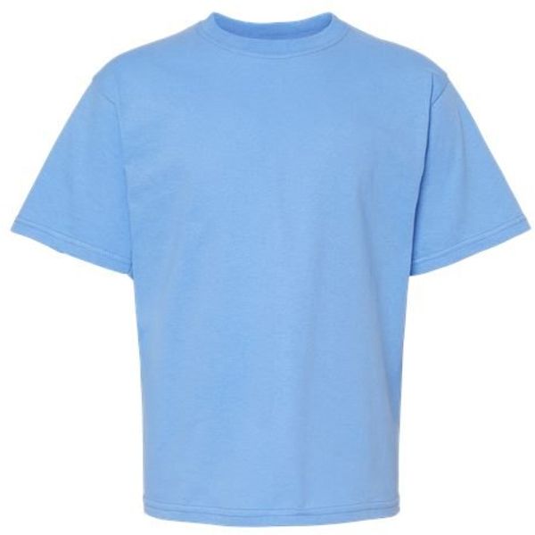 An image of a Custom M and O Youth Gold Soft Touch TShirt in Carolina Blue!