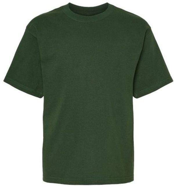 Am image of a Custom M and O Youth Gold Soft Touch TShirt in Forest Green!