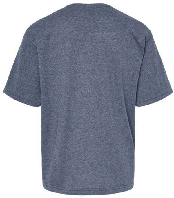Am image of a Custom M and O Youth Gold Soft Touch TShirt in Heather Navy!