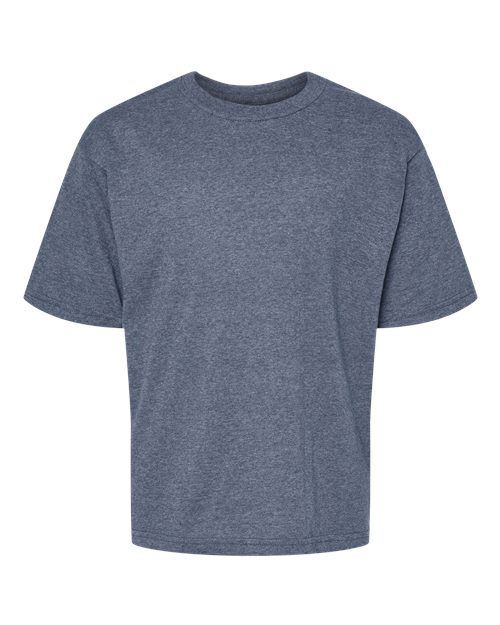 M and O Youth Gold Soft Touch TShirt in Heather Navy