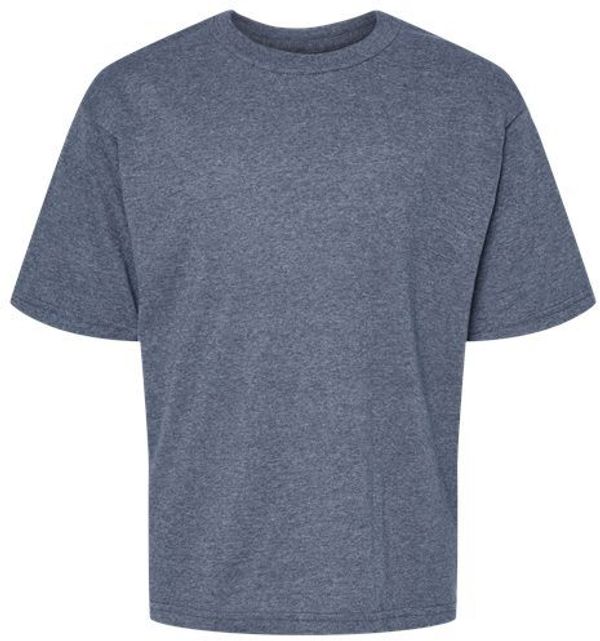 Am image of a Custom M and O Youth Gold Soft Touch TShirt in Heather Navy!