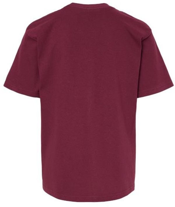 An image of a Custom M and O Youth Gold Soft Touch TShirt in Maroon!
