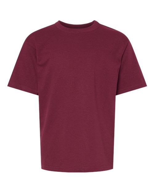 M and O Youth Gold Soft Touch TShirt in Maroon