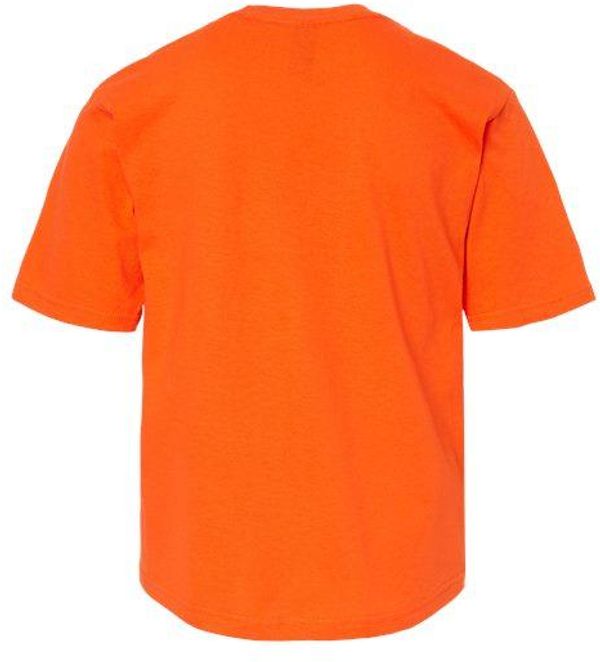Am image of a Custom M and O Youth Gold Soft Touch TShirt in Orange!