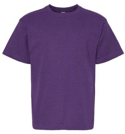 Am image of a Custom M and O Youth Gold Soft Touch TShirt in Purple!