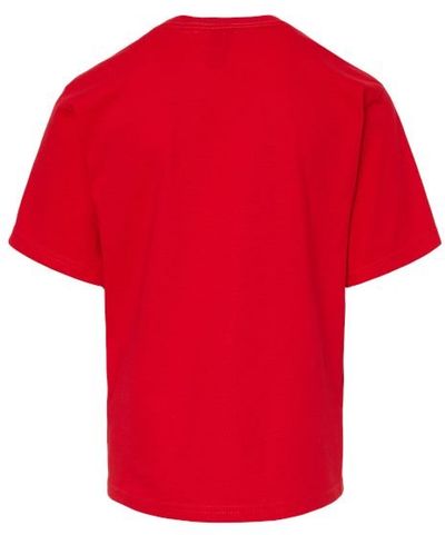 Am image of a Custom M and O Youth Gold Soft Touch TShirt in Deep Red!