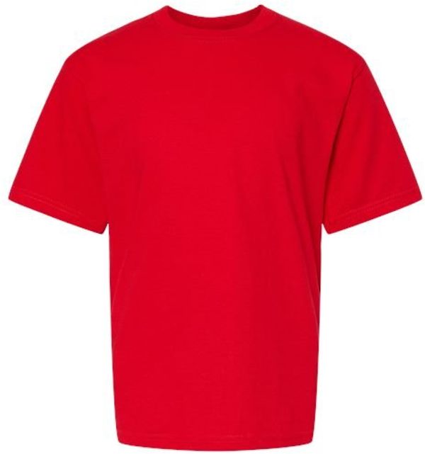 Am image of a Custom M and O Youth Gold Soft Touch TShirt in Deep Red!
