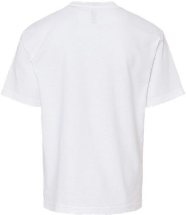 Am image of a Custom M and O Youth Gold Soft Touch TShirt in White!