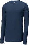 Am image of a Custom Nike Dri FIT Cotton Poly Long Sleeve Tee in College Navy!