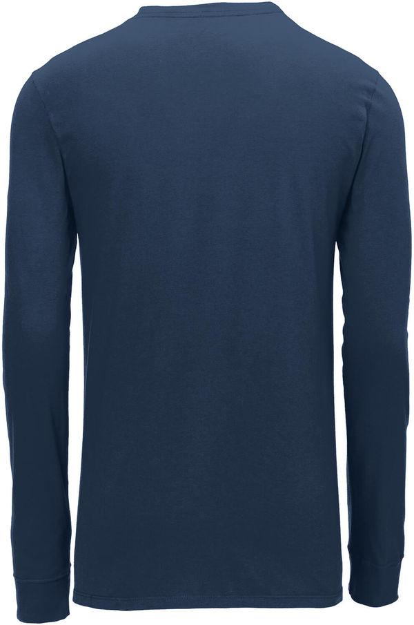 Am image of a Custom Nike Dri FIT Cotton Poly Long Sleeve Tee in College Navy!