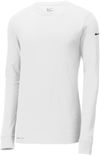 Am image of a Custom Nike Dri FIT Cotton Poly Long Sleeve Tee in White!