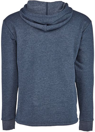 Am image of a Custom Next Level Adult PCH Pullover Hoodie in Heather Midnite Navy!