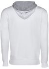 Am image of a Custom Next Level Unisex Laguna French Terry Pullover Hooded Sweatshirt in Wht/Hthr Grey!
