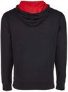 Am image of a Custom Next Level Unisex Laguna French Terry Pullover Hooded Sweatshirt in Black/Red!