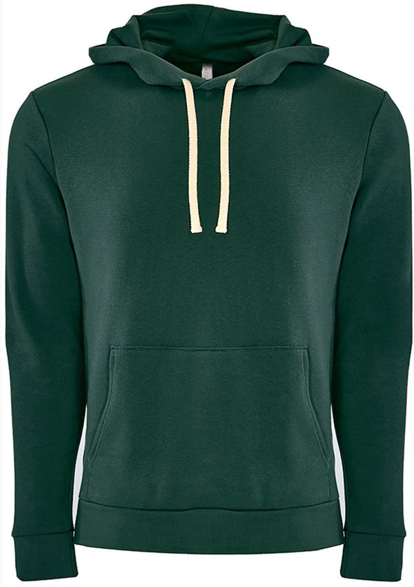 Am image of a Custom Next Level Unisex Pullover Hooded Sweatshirt in Forest Green!