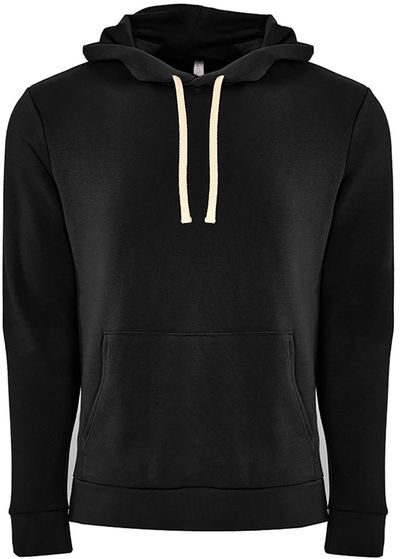 Am image of a Custom Next Level Unisex Pullover Hooded Sweatshirt in Black!