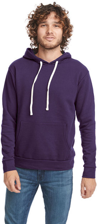 Am image of a Custom Next Level Unisex Pullover Hooded Sweatshirt in Galaxy Purple!